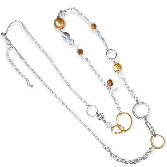 LIA Sophia Silver and Gold Tone Beaded Necklace - Picture 2 of 7